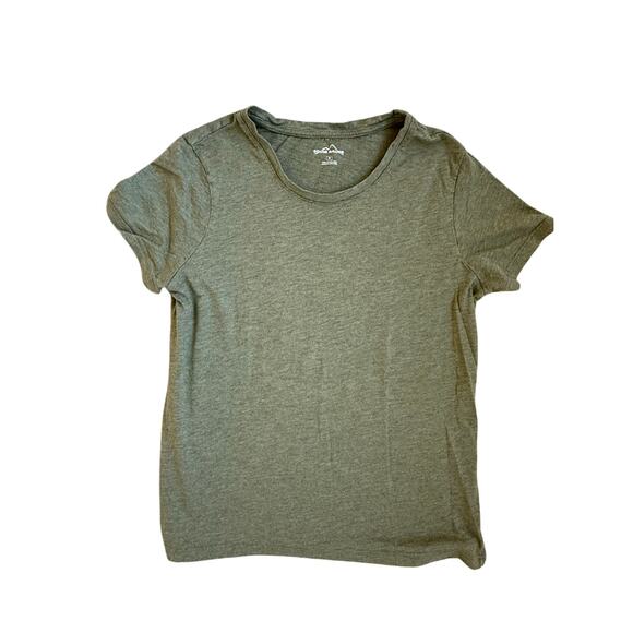 Eddie Bauer Favorite U-Neck T-Shirt Olive Green Size Medium M Casual Basic Tee - Picture 1 of 4